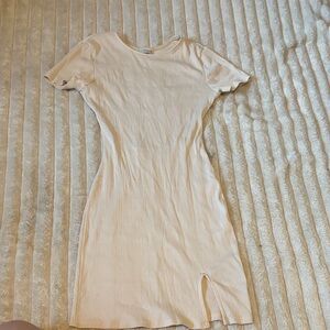 Urban Outfitters Cream Ribbed Tight Open Back Dress